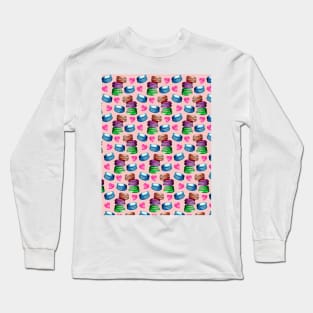 Sweet Macaron Dreams Watercolour Pink Background Long Sleeve T-Shirt